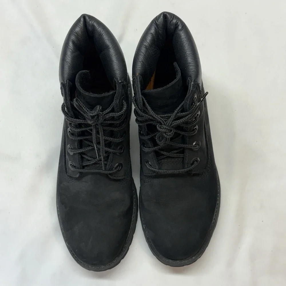 Timberland Premium 6 inch Womens Boots Size 7 M Black Nubuck Waterproof
